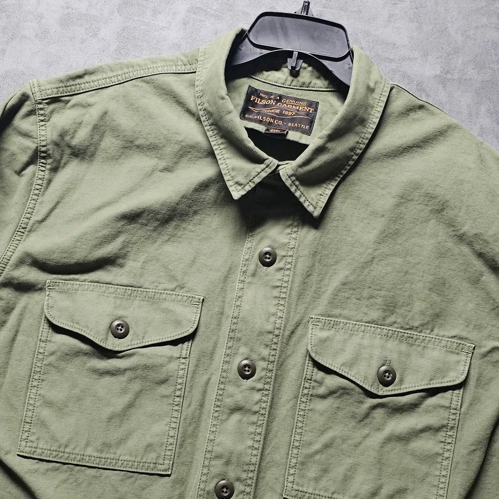 Filson Field Jac-Shirt Washed Fatigue Green Cotton Men's XXXL 20277936